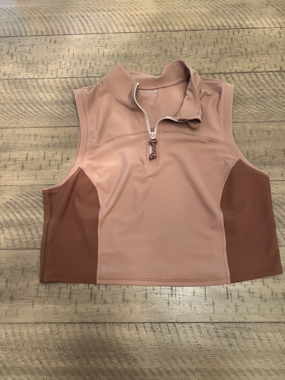 Old Navy Dusty Rose & Rust Sleeveless Active Zip Mock Neck